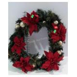 Poinsettia, pine cones and balls wreath, seller