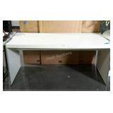 White laminated desk with aluminum edging. Does