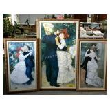 Three Renoir framed prints. Largest is 32"×55",