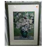 Framed and matted floral poster, 31 x 43