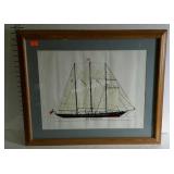 Ship print, STS Malcolm Miller, framed and