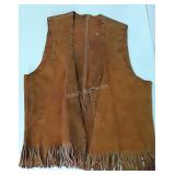 Leather vest with fringe, size M
