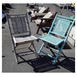 Two Folding wooden patio chairs