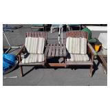 Wooden patio bench with center table five foot