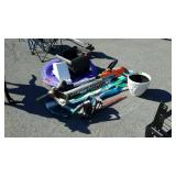 Group lot with pogo stick, planter, sled etc
