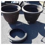 Two plastic planters, with lawn edging