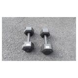 Two steel 20 pound weights, seller code TU