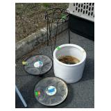 Group lot metal flower stand, Pottery flower pot