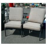 Pair of metal outdoor patio chairs cushions are