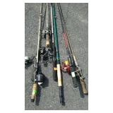 Group of fishing poles