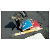 Group light with hunting stool, beach umbrella,