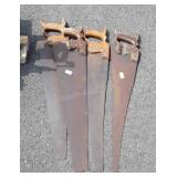 Group of four hand saws
