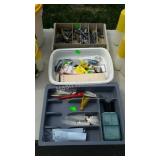 Fishing accessories with lures, weights, hooks