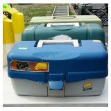 Three empty tackle boxes