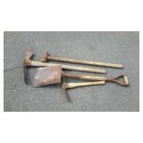 Long-handled tools, pickaxe, Mallard, shovel