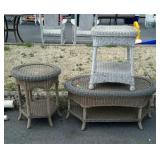 Wicker patio furniture coffee table and two side