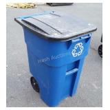 Blue recycling trashcan