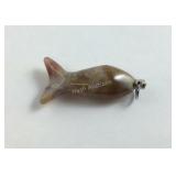 Fish brown and white gemstone pendant 1.25"