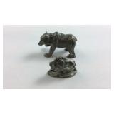 Pewter figurines two- grizzly bear and buffalo 1"
