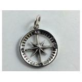 Sterling silver compass pendant