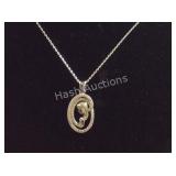 Sterling silver necklace- Lady Silhouette pendant