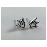 Sterling silver ASL "I love you" hand sign