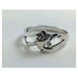 Size 7, Sterling silver dove on cross ring