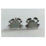 Sterling silver crab earrings lab opal