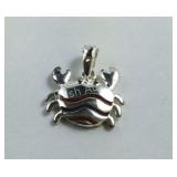 Sterling silver crab pendant