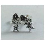 Sterling silver fish skeleton stud earrings