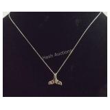 Sterling silver necklace- whale tale on 18" chain