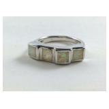 Size 7, Sterling silver lab opal ring