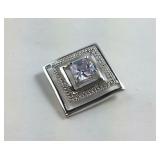 Sterling silver CZ pendant with purple stone