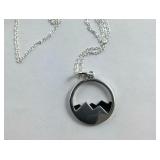 Sterling silver necklace- mountain pendant on 18"