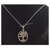 Sterling silver necklace tree of life 18" chain