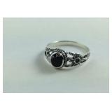 Size 7, Sterling silver ring black onyx