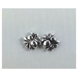 Sterling silver spider stud earrings