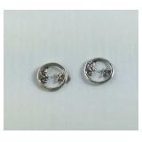 Sterling silver moon and star stud earrings