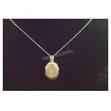 Sterling silver locket necklace 18" chain