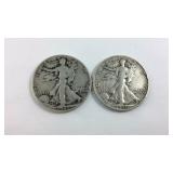Two 1943 walking liberty halves