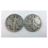 Two 1941 walking liberty halves