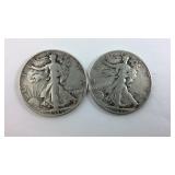 Two 1945 walking liberty halves