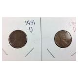 1951 D Wheat Penny and 1953 D Wheat Penny