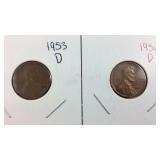 1953 D Wheat Penny and 1956 D Wheat Penny