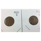 1952 D Wheat Penny and 1955 D Wheat Penny