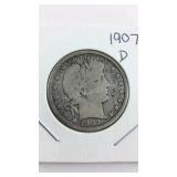 1907 D Barber Half Dollar