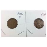 1944 Wheat Penny and 1958 D Wheat Penny