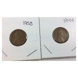 1944 Wheat Penny and 1958 Wheat Penny