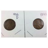 1940 Wheat Penny and 1952 D Wheat Penny