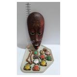 Masks, large wall wooden carved wall mask, eleven